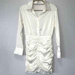 GOLDIE London Satin ruched shirt  dress